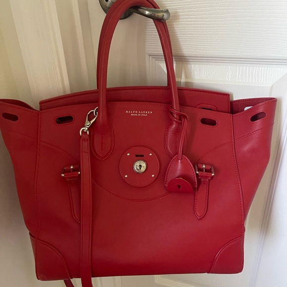 Ralph Lauren Ricky Red Leather Tote - Picture 5 of 13